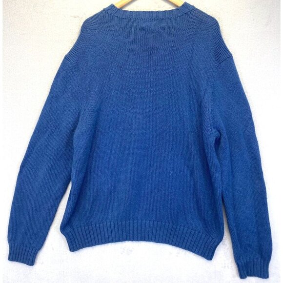 Polo Ralph Lauren Heavy Knit Sweater Mens XXL Blue Cotton Preppy Crew Old Money - Picture 2 of 13